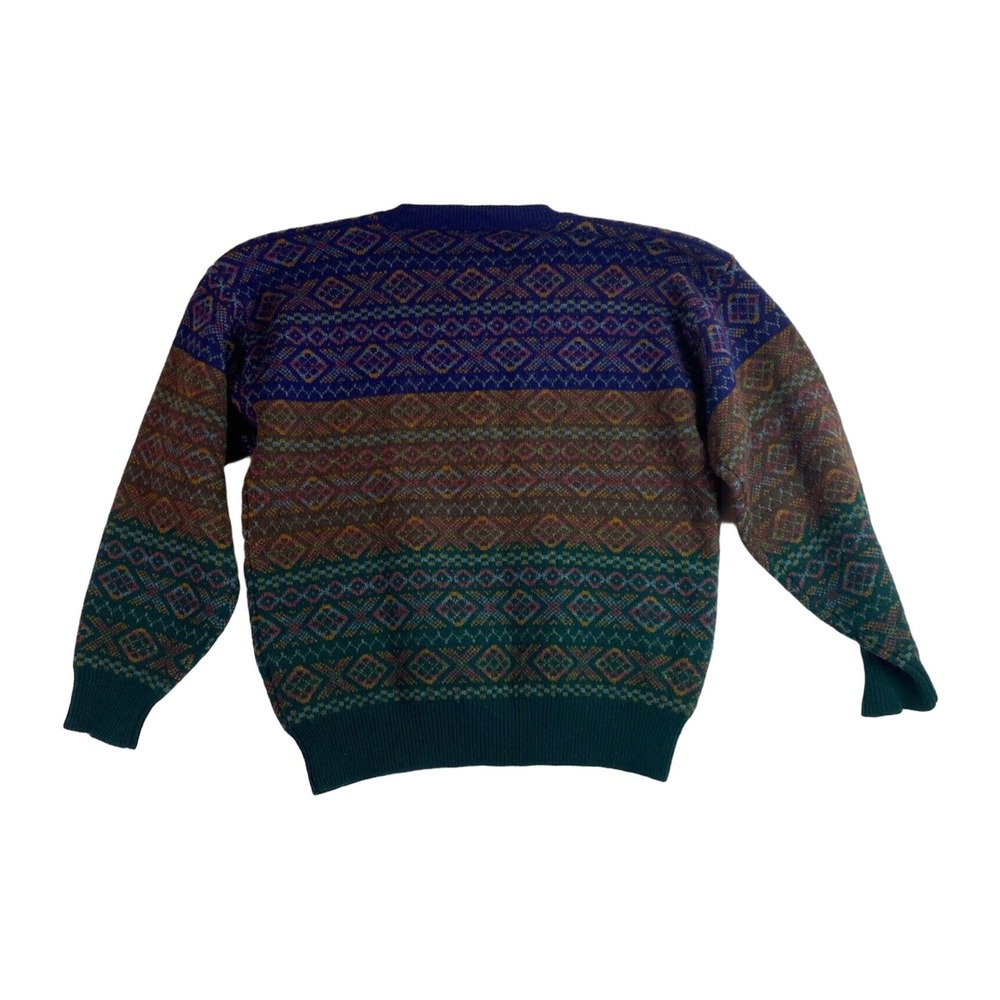 90s Vtg Mens NAUTICA Pullover Sweater Large 100% Cotton Ski Mountain Long Sleeve - Picture 2 of 5